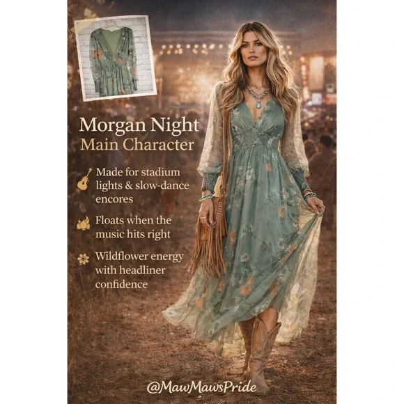 Baltic Born Layla Tulle Maxi Sage Green Floral Mesh Maxi Dress Medium - Picture 12 of 12